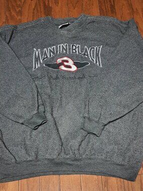 Vintage 90s Dale Earnhardt #3 Man In Black Crewneck V Neck Sweatshirt Sz 2XL